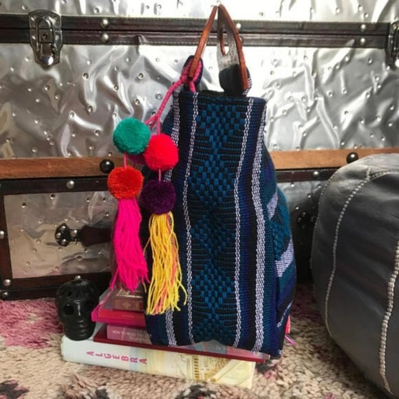 Foldover Fabric Wood Clutch Mexican Textile Purse - Picture 5 of 8